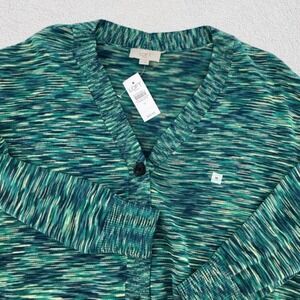 Loft New Cardigan Sweater Cotton Women M Green Button Front Spring Easter Light